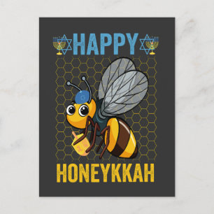 Invitation Carte Postale Cadeau drôle de miel de Hanukkah de l'abeille à mi
