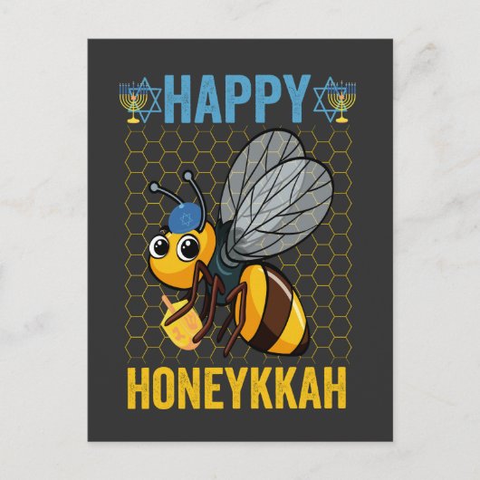 Invitation Carte Postale Cadeau drôle de miel de Hanukkah Happy Honeykkah (Devant)