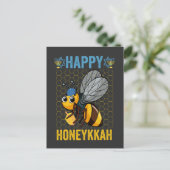 Invitation Carte Postale Cadeau drôle de miel de Hanukkah Happy Honeykkah (Debout devant)