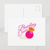 Invitation Carte Postale cadeau drôle pour la reine du bowling  filles qui  (Devant / Derrière)