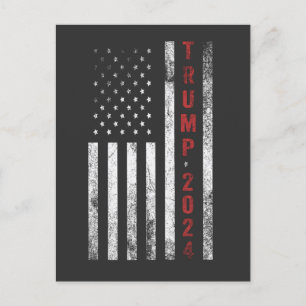Invitation Carte Postale Cadeau Trump 2024 Drapeau Américain Distressed Vin