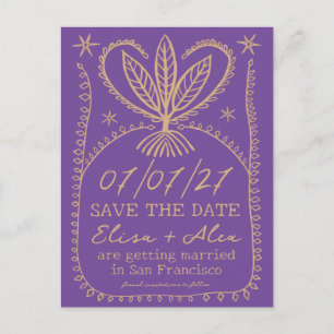 Invitation Carte Postale Cadre Boho Whimsical Élégant ENREGISTRER LA DATE P