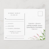 Invitation Carte Postale Cadre de fleurs sauvages élégant Demande de RSVP d (Dos)