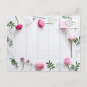 Invitation Carte Postale Cadre rose rustique sur douche nuptiale en bois bl (Dos)