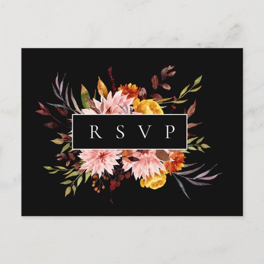 Invitation Carte Postale Cadre rustique d'automne Mariage RSVP Demande de c (Devant)