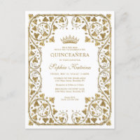 Cadre Vintage en or blanc Tiara Quinceanera