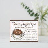 Invitation Carte Postale Café Dernière Wedding shower nuptiale Brunch (Debout devant)
