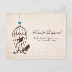Invitation Carte Postale Cage d'oiseaux fantaisie - Chocolat et mariage Tur