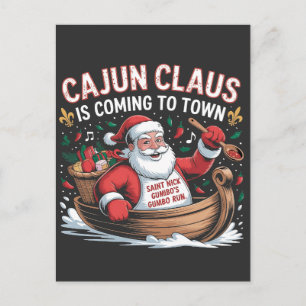 Invitation Carte Postale Cajun Clause arrive en ville Noël Krampus