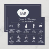 Invitation Carte Postale Calendrier Itinéraire de Weekend de Mariage (Devant / Derrière)