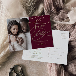 Invitation Carte Postale Calligraphie de Bourgogne romantique Photo Enregis