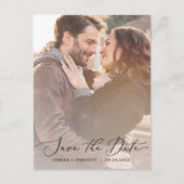 Invitation Carte Postale Calligraphie délicate Photo QR Code Enregistrer la (Devant)