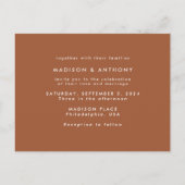 Invitation Carte Postale Calligraphie en terre cuite Enregistrez la date Ph (Dos)