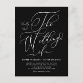 Invitation Carte Postale Calligraphie lunaire Mariage noir QR Code (Devant)