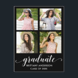 Invitation Carte Postale Calligraphie moderne 4 Parti de graduation photo<br><div class="desc">Moderne 4 Photo Graduation Party Invitation - Script de calligraphie</div>