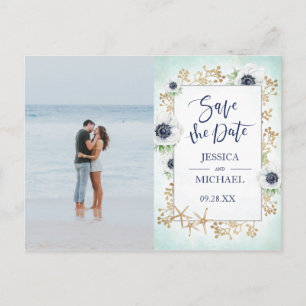 Invitation Carte Postale Calligraphie Moderne Fleur Anémonique Enregistrer 