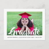Invitation Carte Postale Calligraphie moderne Graduate Photo Party (Devant)
