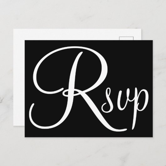 Invitation Carte Postale Calligraphie noir et blanc RSVP (Devant / Derrière)