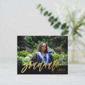 Invitation Carte Postale Calligraphie Or moderne Simple Diplôme Photo (Debout devant)