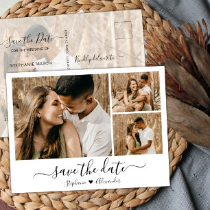 Invitation Carte Postale Calligraphie Photo Collage Enregistrer La Date Inv