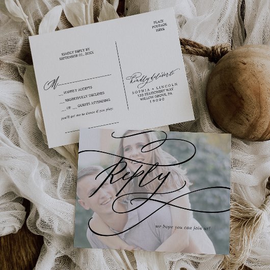 Invitation Carte Postale Calligraphie romantique Demande de chanson RSVP