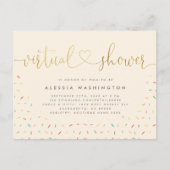 Invitation Carte Postale Calligraphie simple Beige & Or Douche virtuelle (Devant)