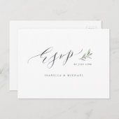 Invitation Carte Postale Calligraphie simple mariage rustique verdure RSVP (Devant / Derrière)