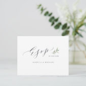 Invitation Carte Postale Calligraphie simple mariage rustique verdure RSVP (Debout devant)