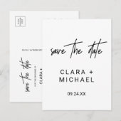 Invitation Carte Postale Calligraphie Whimsical Mariage Enregistrer la date (Devant / Derrière)