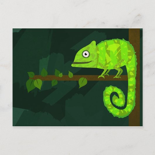 Invitation Carte Postale Caméléon vert mignon (Devant)