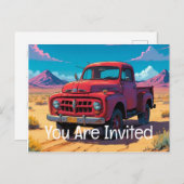 Invitation Carte Postale Camion de ramassage américain classique (Devant / Derrière)