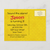 Invitation Carte Postale Camion d'incendie Enfant d'anniversaire (Dos)