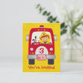Invitation Carte Postale Camion d'incendie Enfant d'anniversaire (Debout devant)