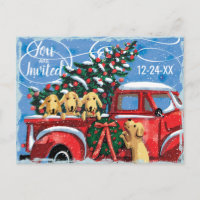 Camion rouge vintage avec Chiens Fête de Noël