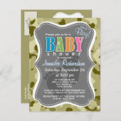 Invitation Carte Postale Camo Dark Khaki ; Camouflage (Devant / Derrière)