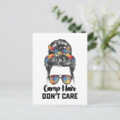 Invitation Carte Postale Camp Hair s'en fiche Messy Bun (Debout devant)