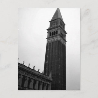 Invitation Carte Postale Campanile Piazza San Marco Noir Blanc Italie Tour