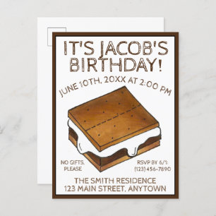 Invitation Carte Postale Campfire S'mores Marshmallow Smores Fête d'anniver