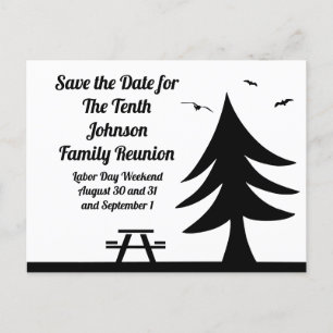 Invitation Carte Postale Camping Famille Reunion Pine Tree Pique-nique Grap