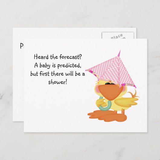 Invitation Carte Postale Canard Invitation-rose sur mesure en pluie (Devant / Derrière)