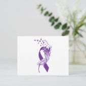 Invitation Carte Postale Cancer Purple Ribbon (Debout devant)