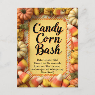 Invitation Carte Postale Candy Corn Bash Halloween Party