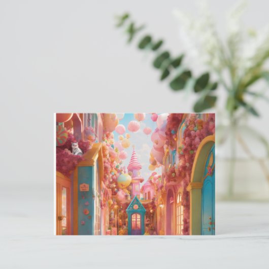 Invitation Carte Postale Candyland Extravaganza : Unwrap the Magic with Our (Debout devant)