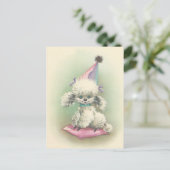 Invitation Carte Postale Caniche vintage (Debout devant)
