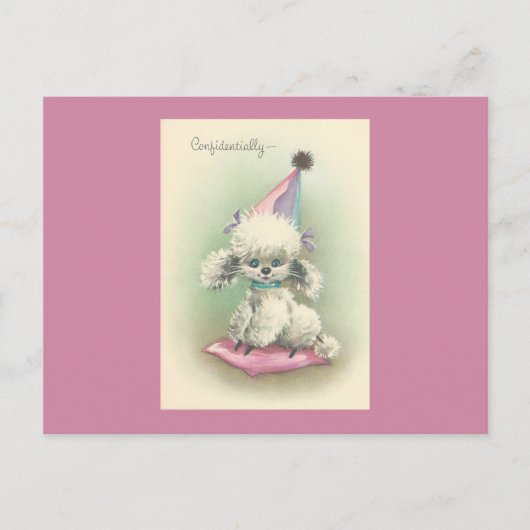 Invitation Carte Postale Caniche vintage (Devant)