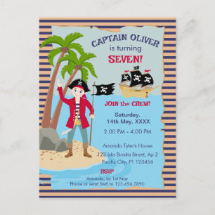 Invitation Carte Postale Capitaine de la fête d'anniversaire du bateau pira