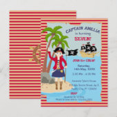 Invitation Carte Postale Capitaine de la fête d'anniversaire du navire pira (Devant / Derrière)