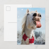 Invitation Carte Postale Capture de flocons de neige par un cheval (Devant / Derrière)