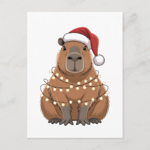 Invitation Carte Postale Capybara Noël Correspondance Drôle de Père Noël