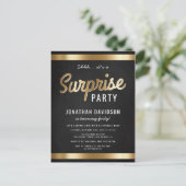 Invitation Carte Postale Caramel Gold et Black Surprise fête d'anniversaire (Debout devant)